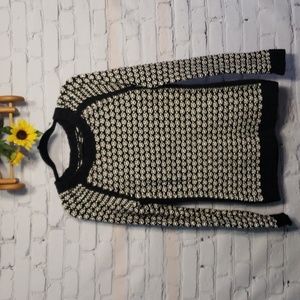 Worthington Long Sleeve Crew Neck Sweater Black White Women SzM